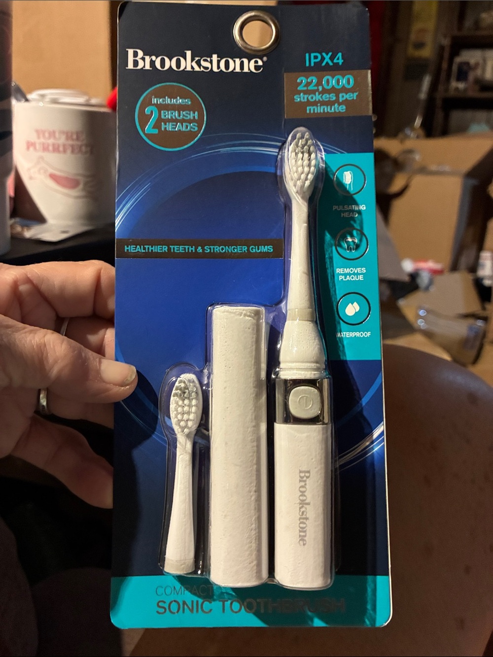 Brookstone White Sonic Toothbrush with Extra Brush Heads